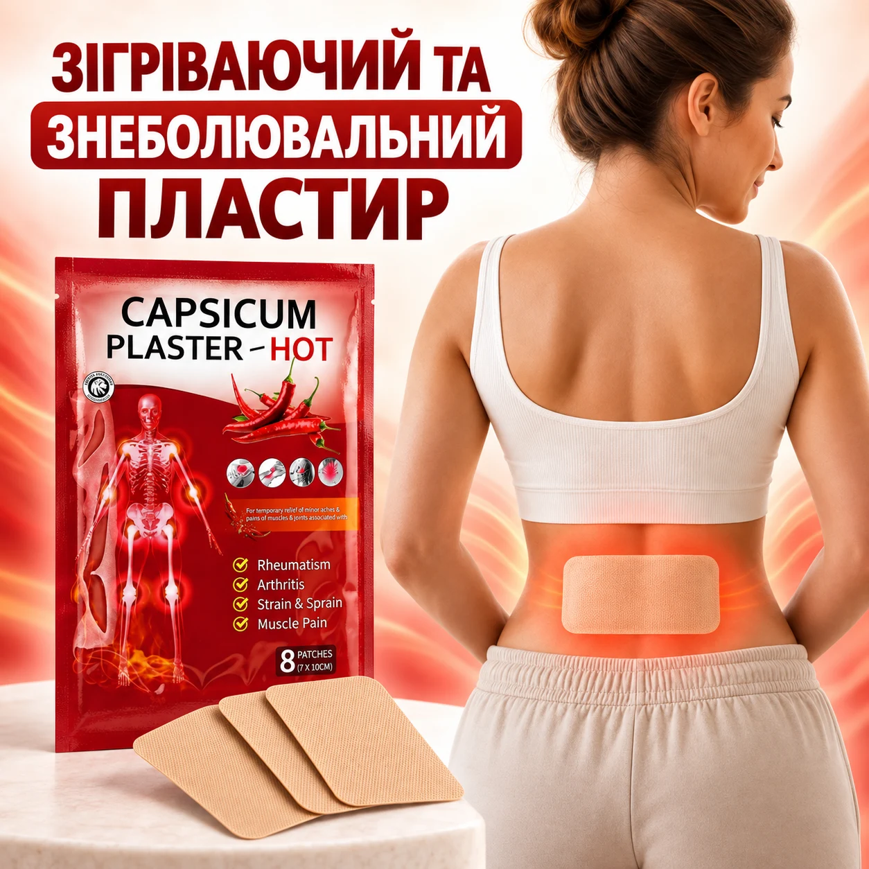 Зігрівальний перцевий пластир Capsicum Plaster HOT